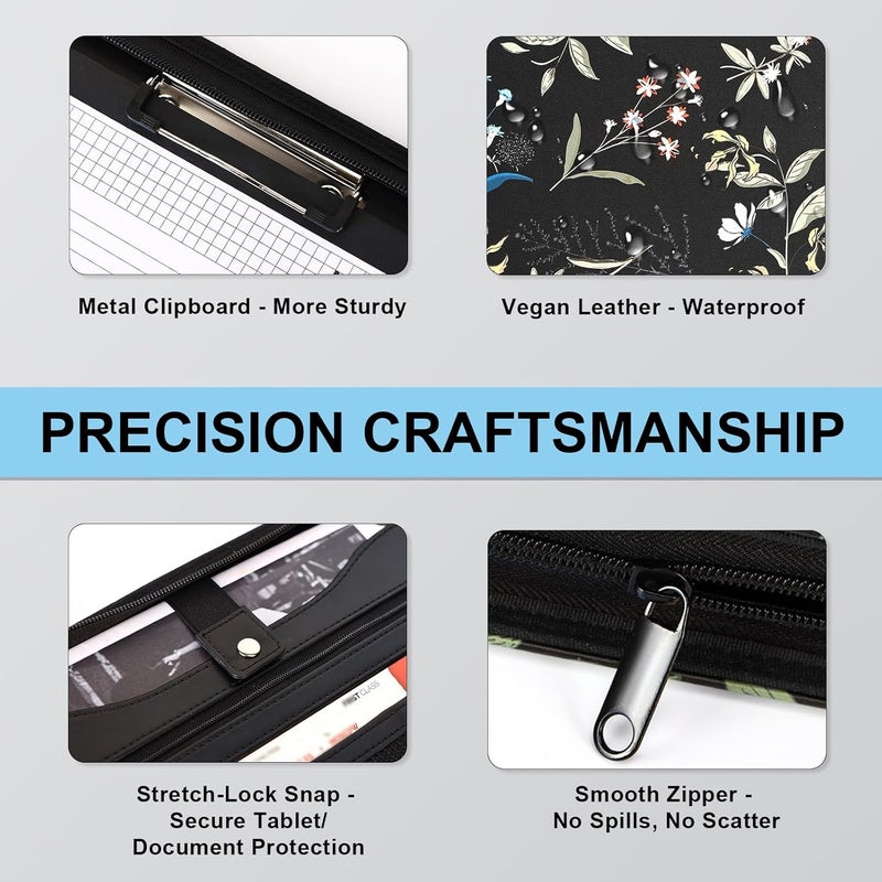 Eshow Portfolio Organizer - 3 Ring Binder with Zipper, Vegan Leather Business Padfolio Folder with Notepad Includes 5 Color Sheet Protectors for Documents Files for Men Women - Image 5